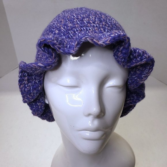 Women Purple Multicolor Crochet Handmade Wavy Cute Bucket Hat Beanie New - Picture 1 of 11